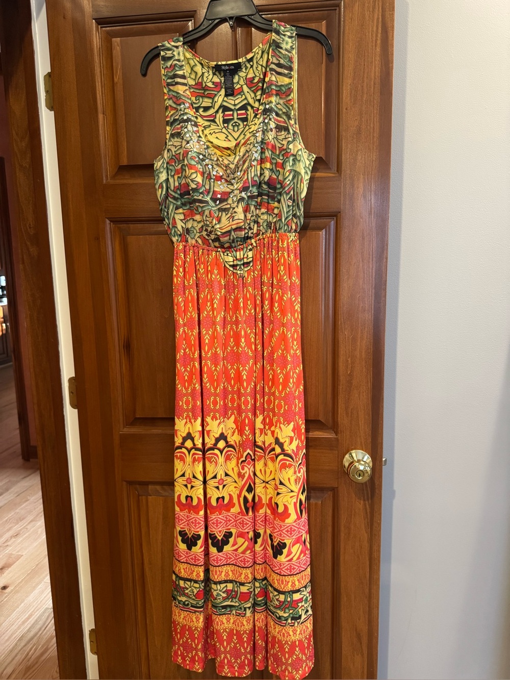 Style & Co. Multicolor Maxi Dress — Red, Yellow, Green